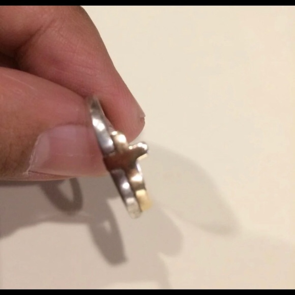 *Silpada HTF Gold and Sterling Cross Ring R1393